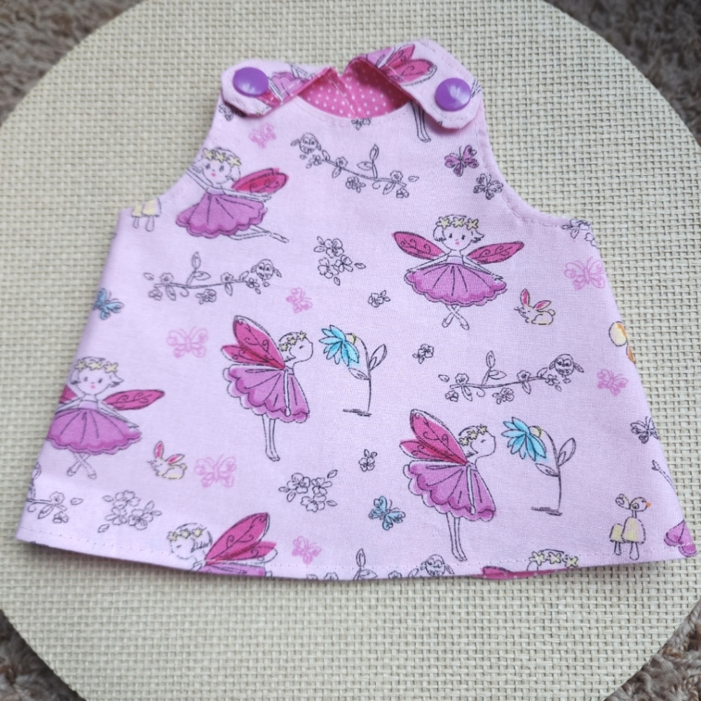 Handmade Reversible wrap-around snap dress for 14" tall Baby Alive doll